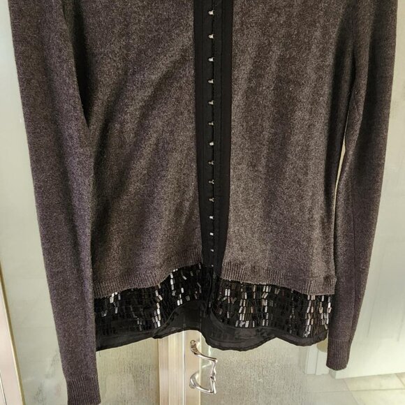 Simply Vera Vera Wang Gray Cotton Blend Sweater with Sequin Detail Size S - Picture 2 of 8